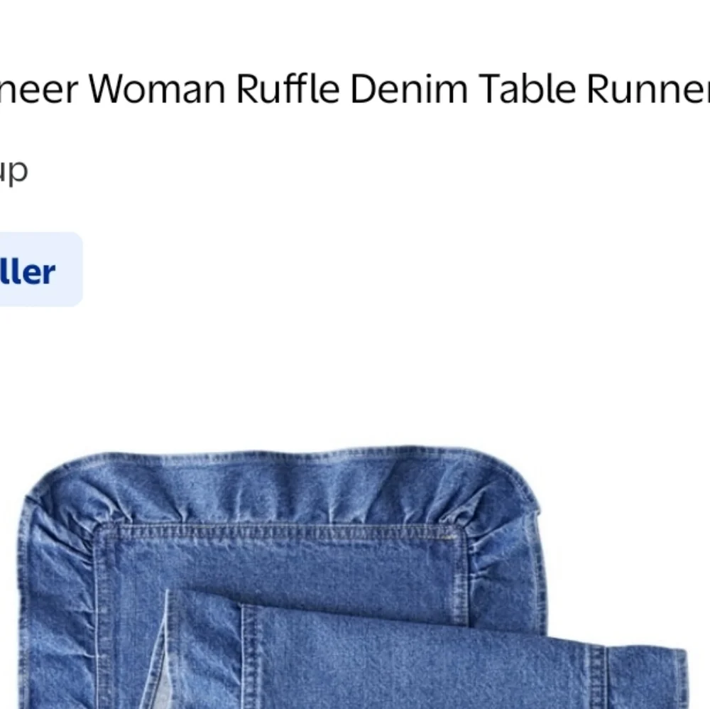 The Pioneer Woman Denim Ruffle Table Runner in Blue